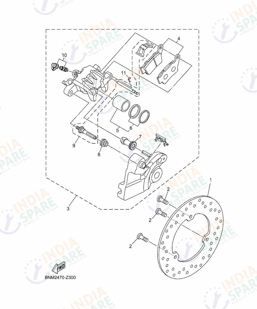 YAMAHA BST3 FZS V4 Series REAR BRAKE CALIPER
